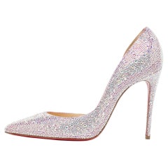 Christian Louboutin Silver/Pink Glitter Iriza Pumps Size 38
