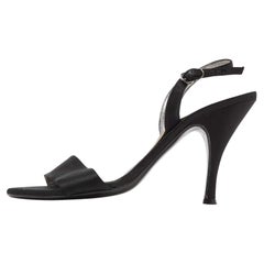 Salvatore Ferragamo NoirSatin Ankle Strap Sandals Size 38.5