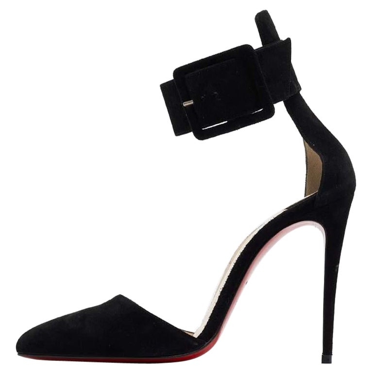 Christian Louboutin Harler, escarpins en daim noir avec bride de cheville, taille 37