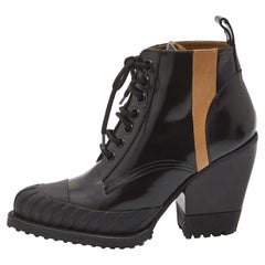 Chloe Black Leather Rylee Cap Toe AnkleBoots Size 39