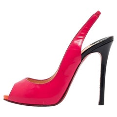 Christian Louboutin Multicolor Patent Leather Flo Slingback Pumps Size 37.5