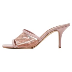 Malone Souliers Light Pink Leather and PVC Laney Slide Sandals Size 39.5
