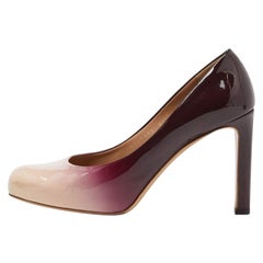 Salvatore Ferragamo Pink/Burgundy Ombre Patent Leather Platform Pumps Size 39