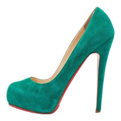 Christian Louboutin Green Suede Simple Pumps Size 37