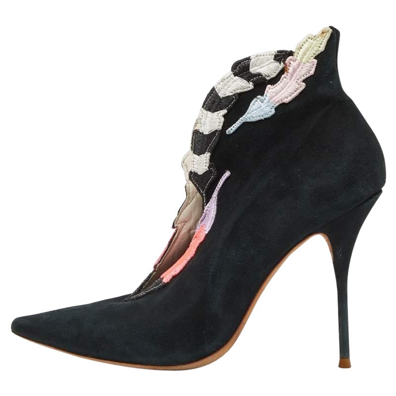 Bottines Sophia Webster en daim brodé multicolore, taille 39,5
