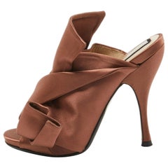 N°21 Brown Satin Raso Knot Mules Size 37