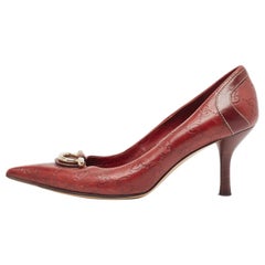 Gucci Red Guccissima Leather Icon Bit Pointed Toe Pumps Size 36.5