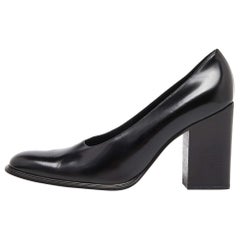 Gucci Black Leather Block Heel Pumps Size 39.5