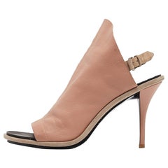 Balenciaga Pink/Beige Leather and Suede Glove Sandals Size 41