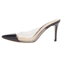 Gianvito Rossi Black Patent and PVC Plexi Mules Size 39