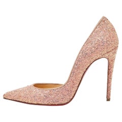 Christian Louboutin Peach Glitter Iriza D'Orsay Pumps Size 36.5