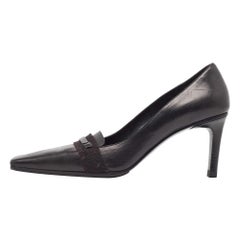 Gucci Vintage Black Leather Pointed Toe Pumps Size 38.5