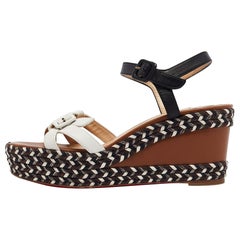 Christian Louboutin - Sandales compensées Lagoa en cuir tricolore, taille 40