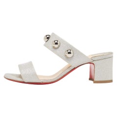 Christian Louboutin - Sandales Billi simples à paillettes argentées, taille 36,5