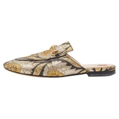 Gucci Metallic Brocade Fabric Princetown Flat Mules Size 37