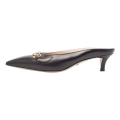 Gucci Black Leather Zumi Mules Size 37.5