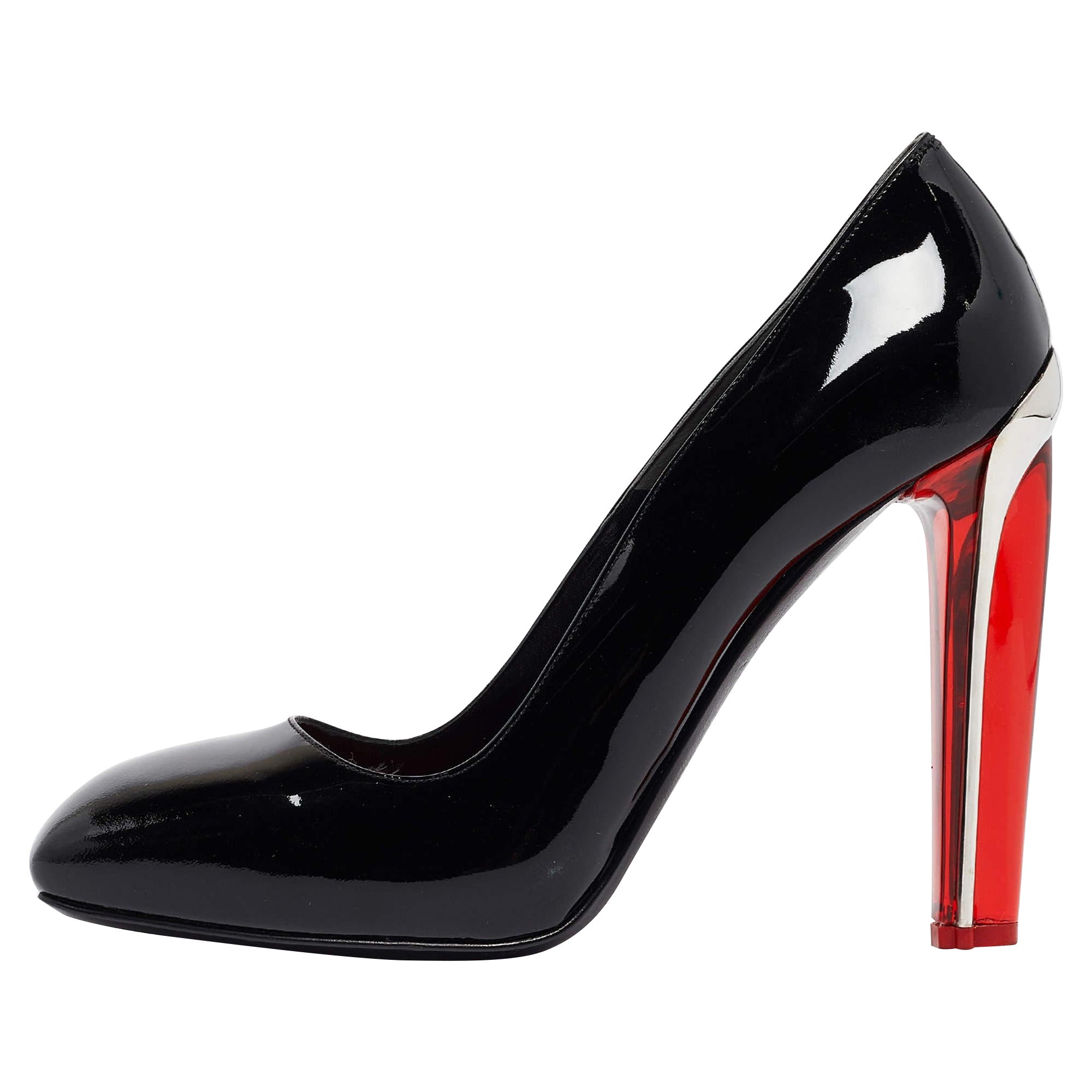 Alexander McQueen - Pompe a punta quadrata in pelle verniciata nera, taglia 40