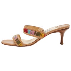 Jimmy Choo Multicolor Suede and Leather Slide Sandals Size 37