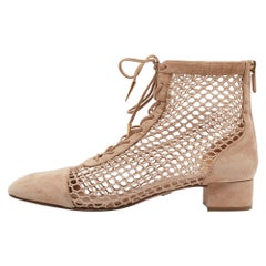Dior Beige Suede and Mesh Naughtily-D Ankle Boots Size 42