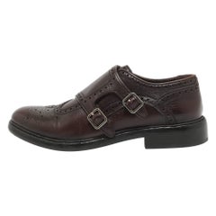 Burberry Burdeos Cuero Delmar Monk Strap Brogues Talla 40.5