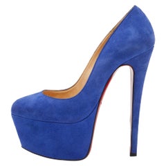 Christian Louboutin Blue Suede Victoria Platform Pumps Size 36