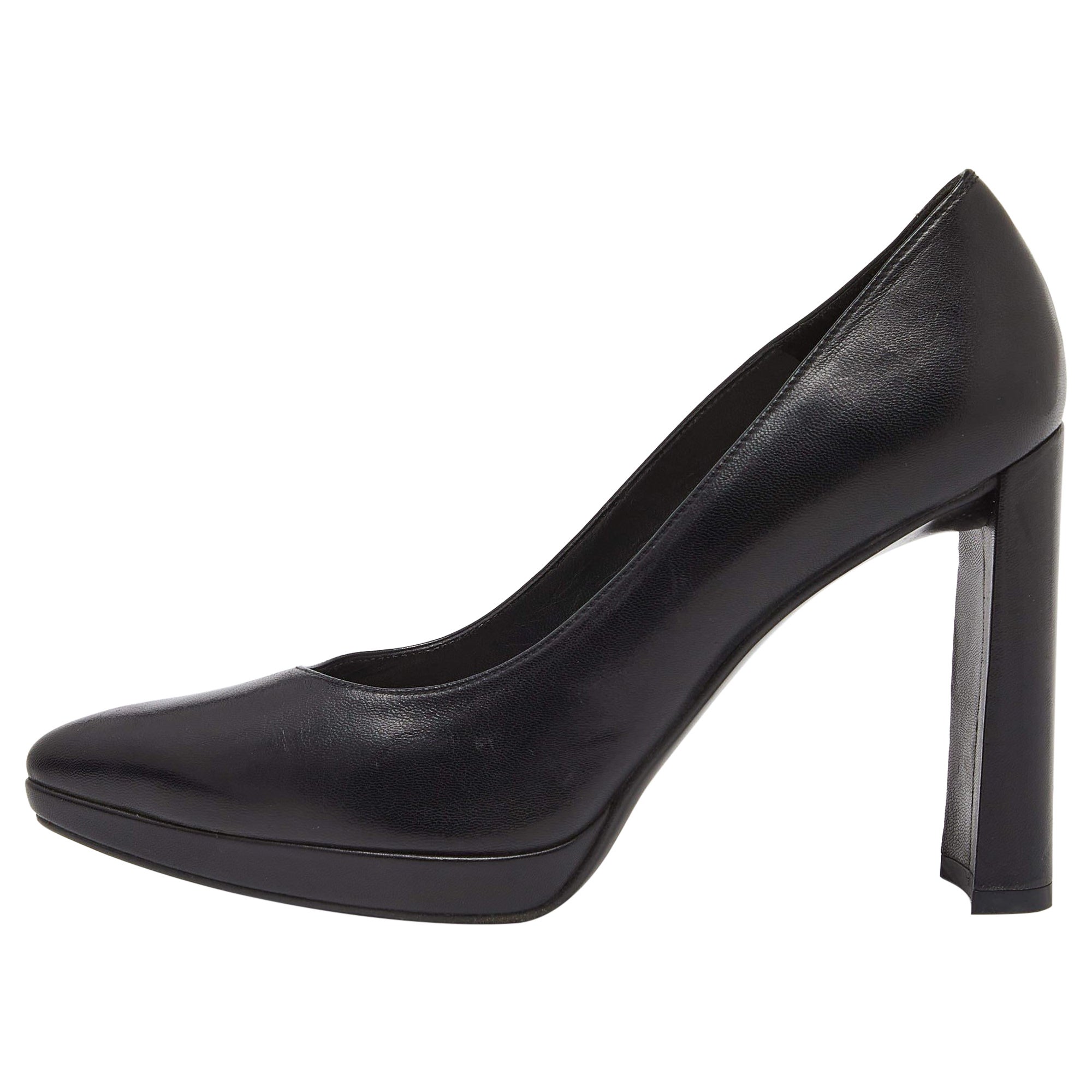 Stuart Weitzman - Décolleté con plateau in pelle nera misura 38,5 in vendita