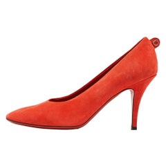 Salvatore Ferragamo Orange Suede Round Toe Pumps Size 40