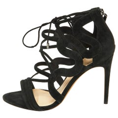 Alexandre Birman Schwarze Riemchensandalen aus Wildleder mit Ausschnitt Größe 40