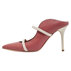 Malone Souliers Pink/White Leather Maureen Mules Size 38