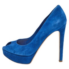 Dior Azul Ante Miss Dior Peep Toe Pumps Talla 39