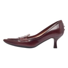 Tod's Burgundy Leather Penny Loafer Pumps Size 36