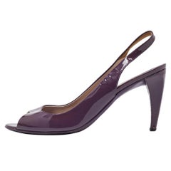 Prada Purple Patent Leather Open Toe Slingback Pumps Size 37