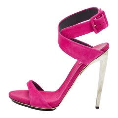 Giuseppe Zanotti Pink Suede Ankle Strap Sandals Size 40