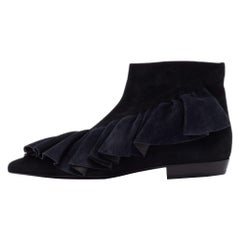 J.W.Anderson Schwarz/Navy Blau Wildleder Frill Detail Stiefeletten Größe 41