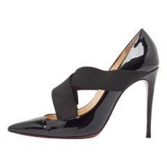 Christian Louboutin Black Patent Leather and Elastic Sharpstagram Pumps Size 35