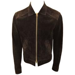 Tom Ford Men’s Slim-Fit Suede Two-Tone Black and Chocolate Brown Jacket.