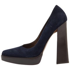 Marni Blaue Plateau Pumps aus Wildleder mit spitzer Zehe Größe 38
