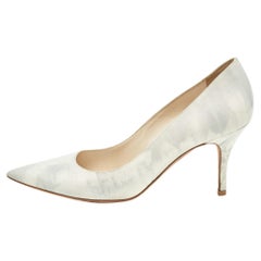 Dior Grey/White Leather Cherie Pumps Size 37.5