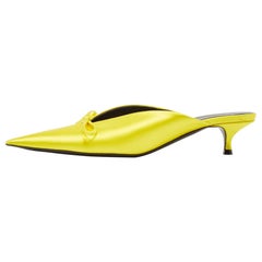 Balenciaga Yellow Satin Knife Bow Pointed Toe Mules Size 36.5