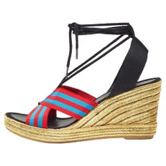 Marc Jacobs Multicolor Grosgrain Espadrille Wedge Sandals Size 40