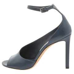 Jimmy Choo Navy Blue Leather Theresa Sandals Size 39.5