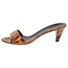 Gucci Two Tone Animal Print Patent Leather Hysteria Slide Sandals Size 39