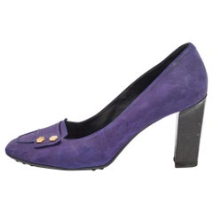 Tod's escarpins à bout carré en cuir nubuck violet, taille 41