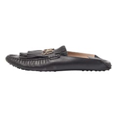 Tod's - Mules en cuir noir à gomminoTassel Taille 40