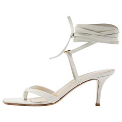 Gianvito Rossi White Leather Ankle Wrap Sandals Size 38