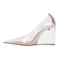 Amina Muaddi Transparent PVC Ane Wedge Pumps Size 38.5