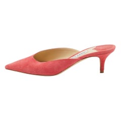 Jimmy Choo Pink Suede Rav Mules Size 38