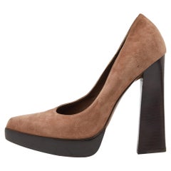 Marni Metallic Braun Wildleder Quadratische Zehe Plateau Pumps Größe 39