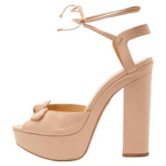 Charlotte Olympia Sandalias de plataforma con lazo en el tobillo de piel rosa claro talla 41