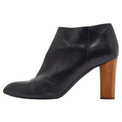 Yves Saint Laurent Black Leather Zip Up Boots Size 41